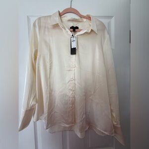 Banana Republic Cream Satin Button-Down Blouse